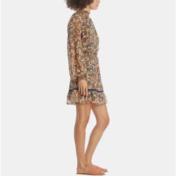 Lost + Wander Dress Womens Size XS Flower Power Mini Mock Neck Balloon Sleeve - Picture 3 of 16